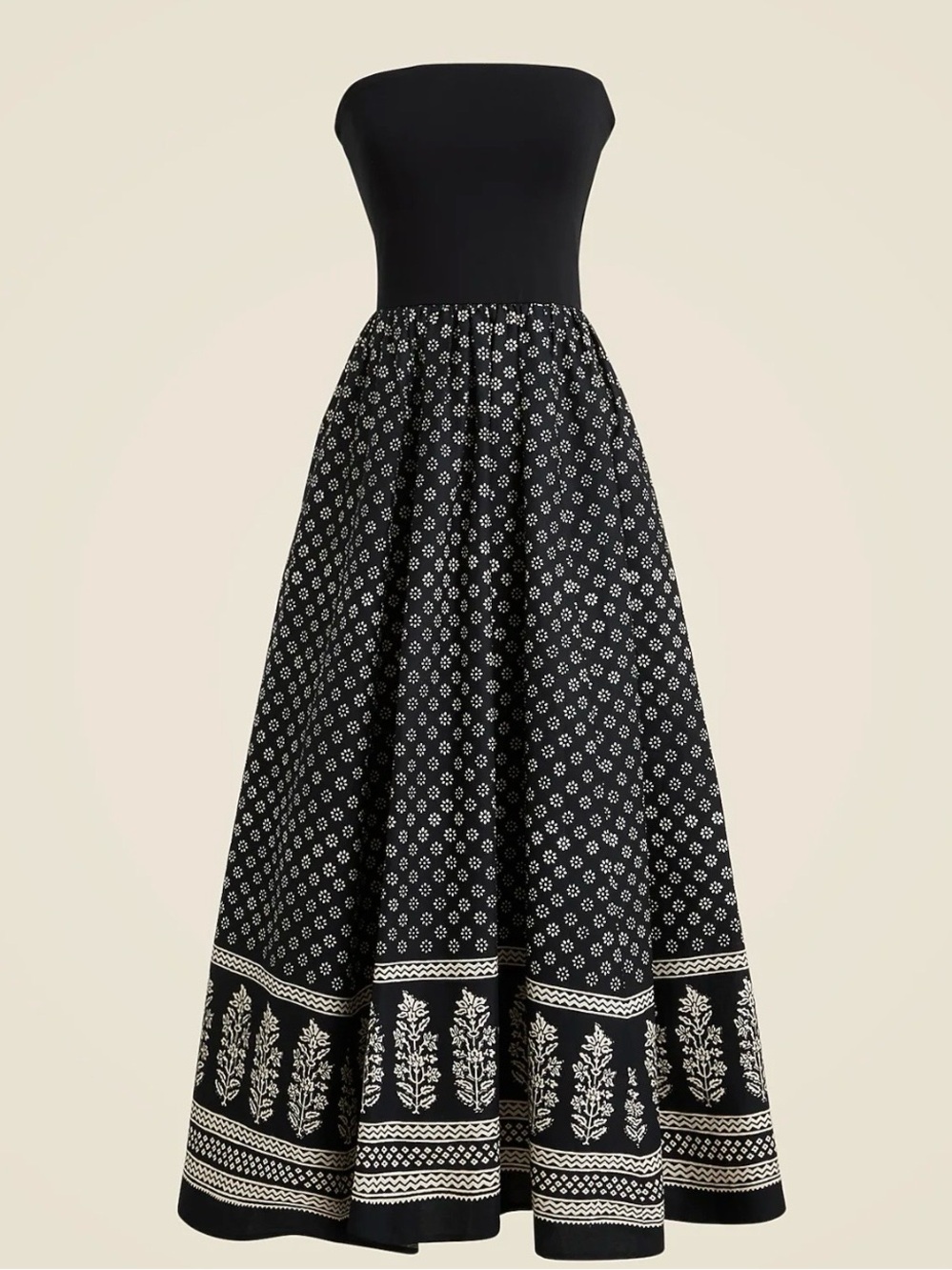 J Crew Strapless Mixy Dress in Block Print